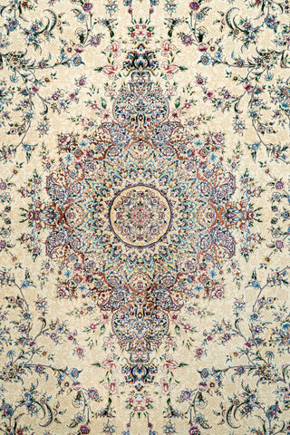 Machine-Made Silk Persian Carpet